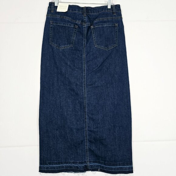 NWT Rachel Zoe Denim Maxi Skirt Size 8 Blue Raw Hem Boho - Picture 2 of 7